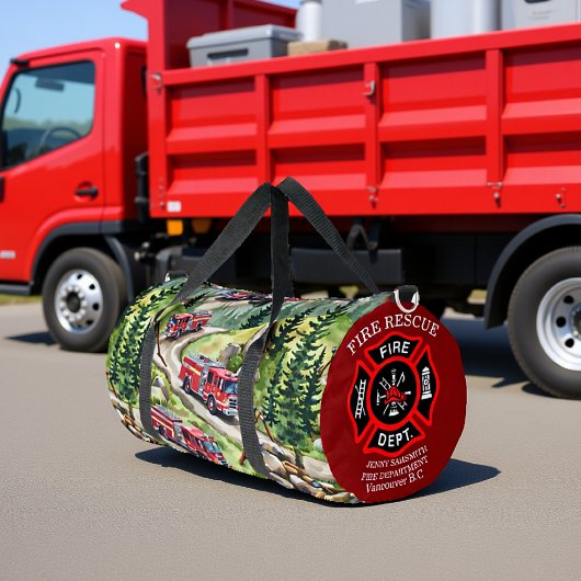 Fire Trucks Forest Road Duffle Bag