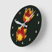 Fire Tulip Flowers Round Clock Runde Wanduhr (Winkel)