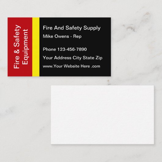FIre- und Sicherheitsausrüstung Visitenkarte (Vorne/Hinten)