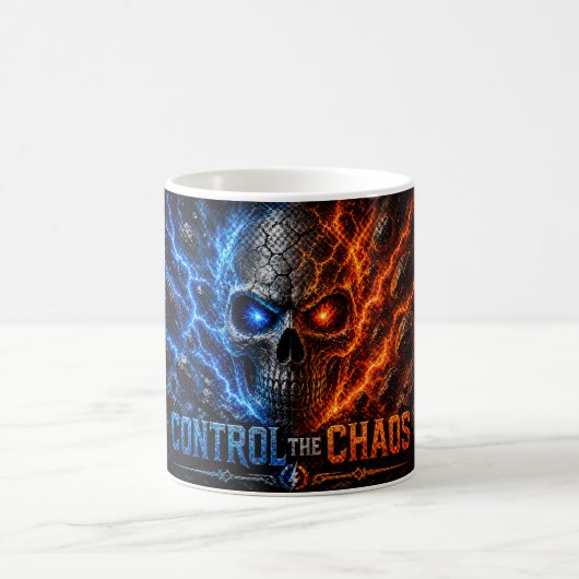 Fire vs Ice Skull 3D Shirt –  Kaffeetasse (Mittel)
