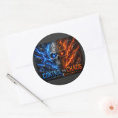 Fire vs Ice Skull 3D-Shirt – Runder Aufkleber (Umschlag)