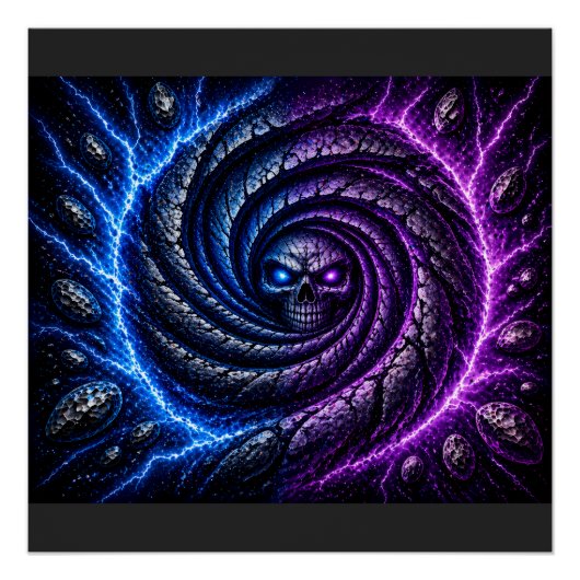 Fire vs Ice Skull Vortex Poster – Hypnotic Optical (Vorderseite)