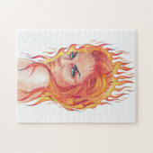 Fire Woman Surreal Fantasy Portrait zeichnend Kuns Puzzle (Horizontal)