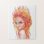 Fire Woman Surreal Fantasy Portrait zeichnend Kuns Puzzle (Vertikal)