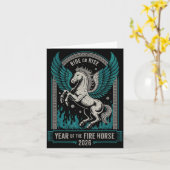 Fire Year Of The Horse – Chinese Zodiac New Year 2 Karte (Gelbe Blume)