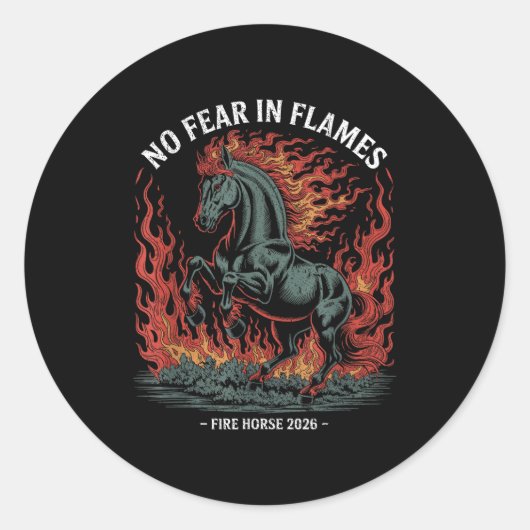 Fire Year Of The Horse – Chinese Zodiac New Year 2 Runder Aufkleber (Vorderseite)