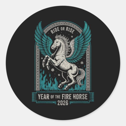 Fire Year Of The Horse – Chinese Zodiac New Year 2 Runder Aufkleber (Vorderseite)