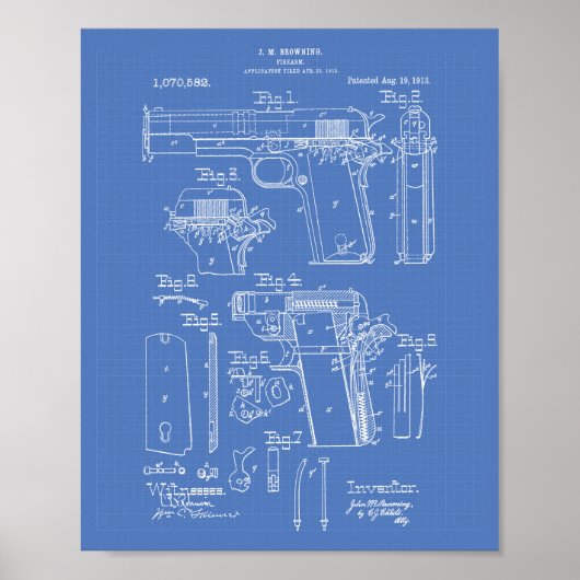Firearm 1913 - Art Blueprint Poster (Vorne)