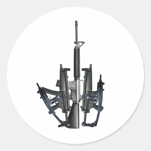 Firearm Middle Finger Runder Aufkleber (Vorderseite)