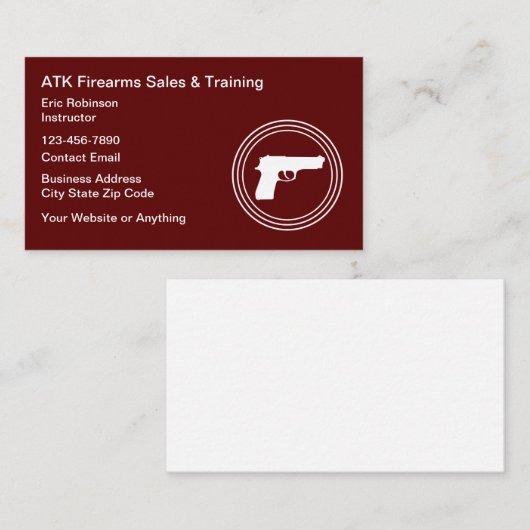 Firearms Range And Safety Training Visitenkarte (Vorne/Hinten)
