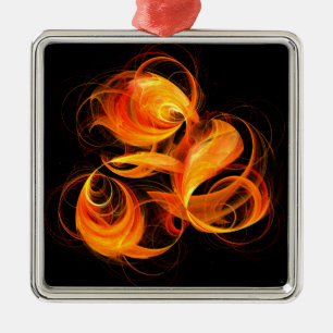 Fireball Abstract Art Square Ornament Aus Metall