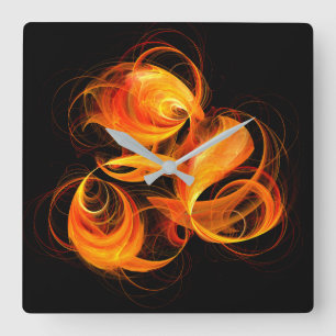 Fireball Abstract Art Square Quadratische Wanduhr