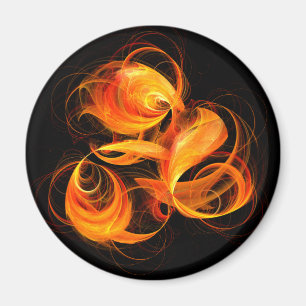Fireball Abstrakt Art Round Magnet