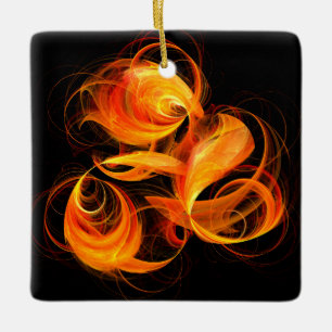 Fireball Abstrakt Art Square Ornament