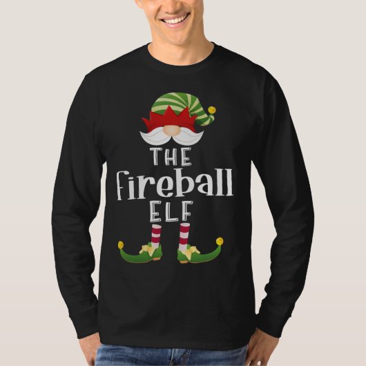 Fireball Elf Weihnachts Funny Pajama Party T-Shirt (Vorderseite)