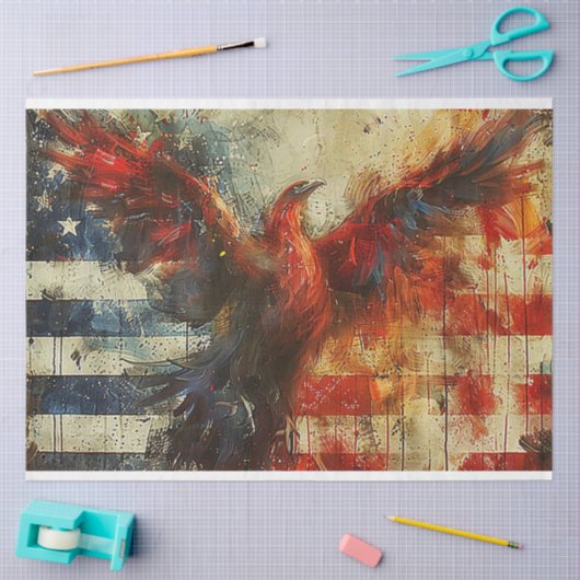 Firebird Eagle USA Flag Decoupage Seidenpapier (Basteln)