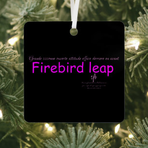 Firebird Leap Black and Pink Sq. Ornament Aus Metall