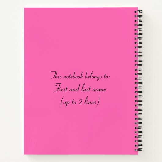 Firebird Leap Hot Pink und Black Notizblock (Rückseite)