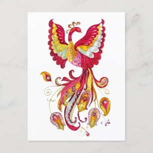 Firebird mit Aquarellfarbe oder Phoenix Fantasy Bi Postkarte