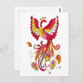 Firebird mit Aquarellfarbe oder Phoenix Fantasy Bi Postkarte (Vorne/Hinten)