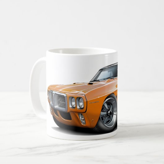 Firebird Orange-Schwarzes Spitzenauto 1969 Kaffeetasse (Vorderseite Links)