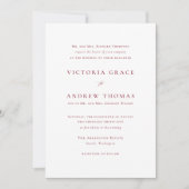 Firebrick Red Simple Typografy Formal Wedding Einladung (Vorderseite)