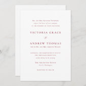 Firebrick Red Simple Typografy Formal Wedding Einladung (Vorne/Hinten)