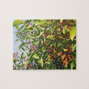Firebush mit Kolibri-und Insekten-Puzzlespiel Puzzle