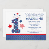 Firecracker 1. Geburtstag Einladung (Vorne/Hinten)