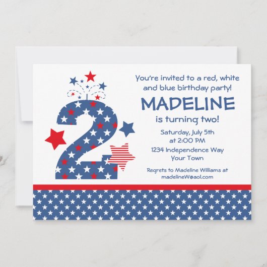 Firecracker 2. Geburtstag Einladung (Vorderseite)