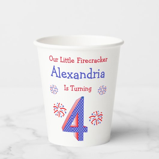 Firecracker 4. Geburtstag Pappbecher (Vorderseite)