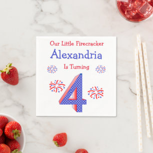 Firecracker 4. Geburtstag Serviette