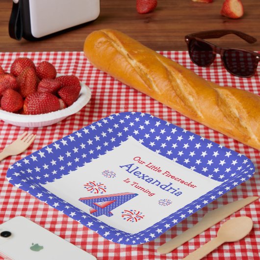 Firecracker 4. Geburtstagspapier-Teller Pappteller (Picknick)