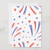 Firecracker 4. Juli 5. Geburtstag Patriotisch Nied Einladung (Rückseite)