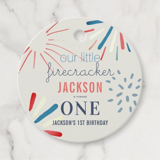Firecracker 4. Juli Feuerwerke Geburtstag Geschenkanhänger (Vorderseite)