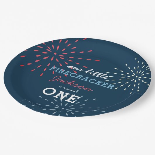 Firecracker 4. Juli Feuerwerke Geburtstag Pappteller (Schrägansicht)