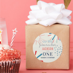 Firecracker 4. Juli Feuerwerke Geburtstag Runder Aufkleber