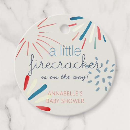 Firecracker 4. Juli Fireworks Baby Shower Geschenkanhänger (Vorderseite)
