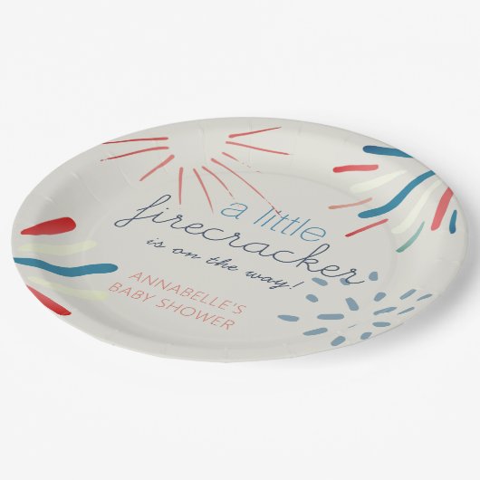 Firecracker 4. Juli Fireworks Baby Shower Pappteller (Schrägansicht)