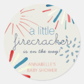 Firecracker 4. Juli Fireworks Baby Shower Runder Aufkleber (Vorderseite)
