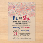 Firecracker 4. Juli Gender Reveal Party Acryleinladungen (Vorderseite)