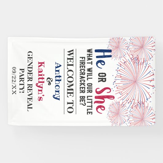 Firecracker 4. Juli Gender Reveal Party Banner (Horizontal)