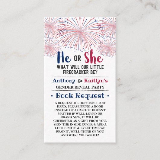 Firecracker 4. Juli Gender Reveal Party Begleitkarte (Vorderseite)