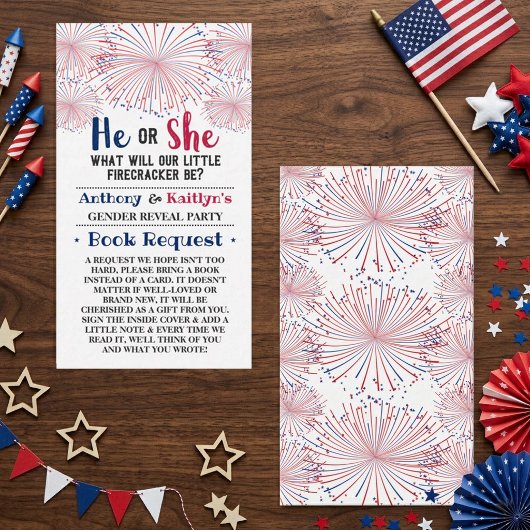 Firecracker 4. Juli Gender Reveal Party Begleitkarte