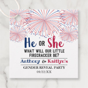 Firecracker 4. Juli Gender Reveal Party Geschenkanhänger