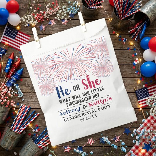 Firecracker 4. Juli Gender Reveal Party Geschenktütchen