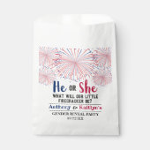 Firecracker 4. Juli Gender Reveal Party Geschenktütchen (Vorderseite)