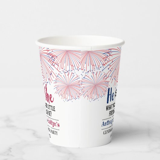 Firecracker 4. Juli Gender Reveal Party Pappbecher (Rechts)