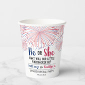 Firecracker 4. Juli Gender Reveal Party Pappbecher (Vorderseite)