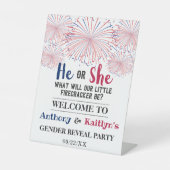 Firecracker 4. Juli Gender Reveal Party Sockelschild (Vorderseite)